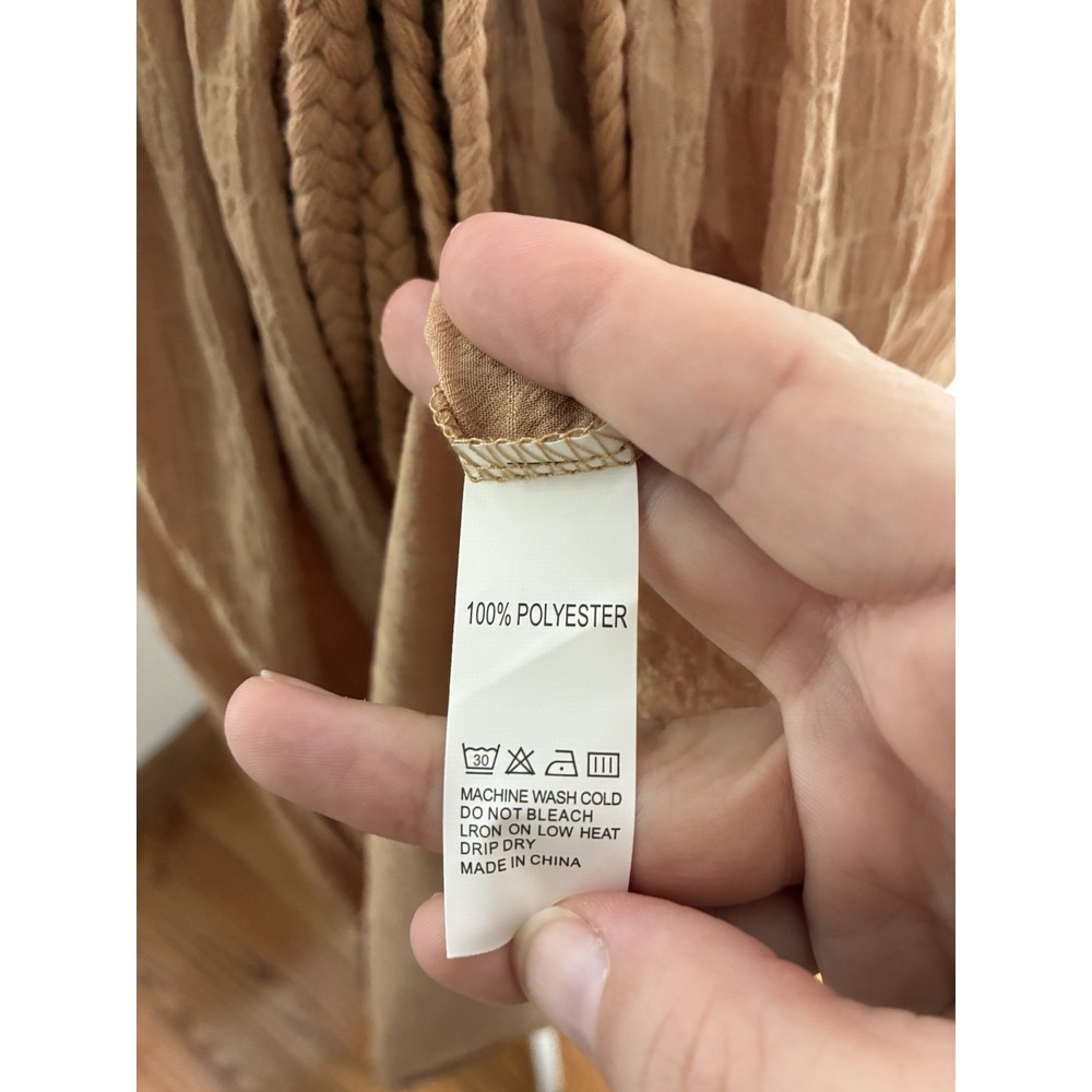 Boho Maxi Dress Sz M Tan Festival Strappy Back Beach - Picture 5 of 8